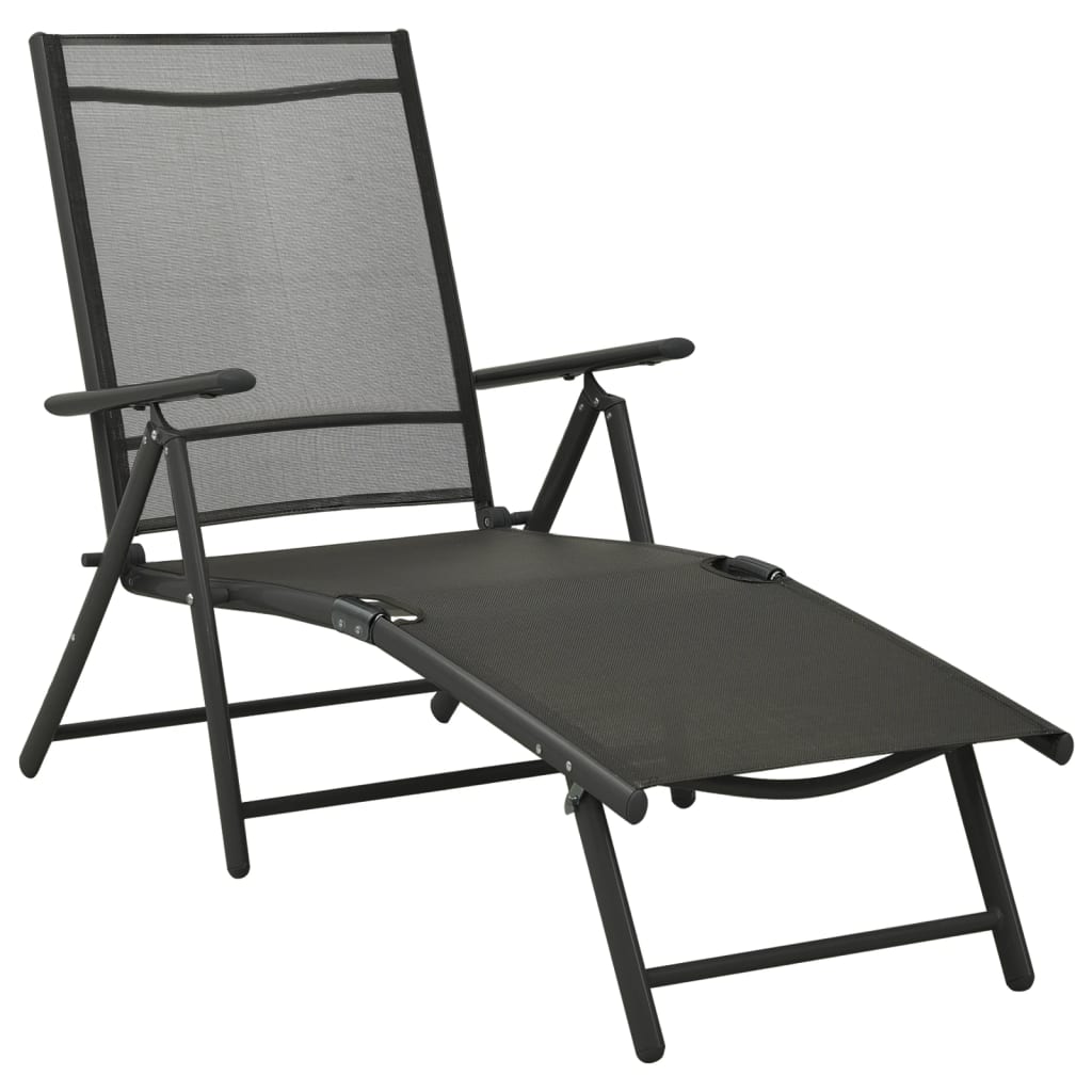 vidaXL Set mobilier de grădină, 3 piese, negru, textilenă și aluminiu vidaXL Set mobilier de grădină, 3 piese, negru, textilenă și aluminiu