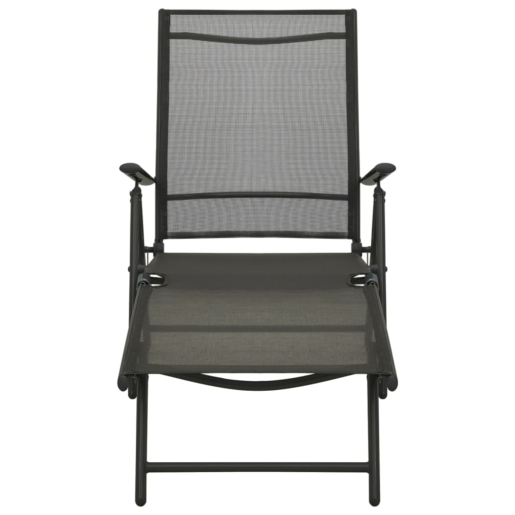 vidaXL Set mobilier de grădină, 3 piese, negru, textilenă și aluminiu vidaXL Set mobilier de grădină, 3 piese, negru, textilenă și aluminiu