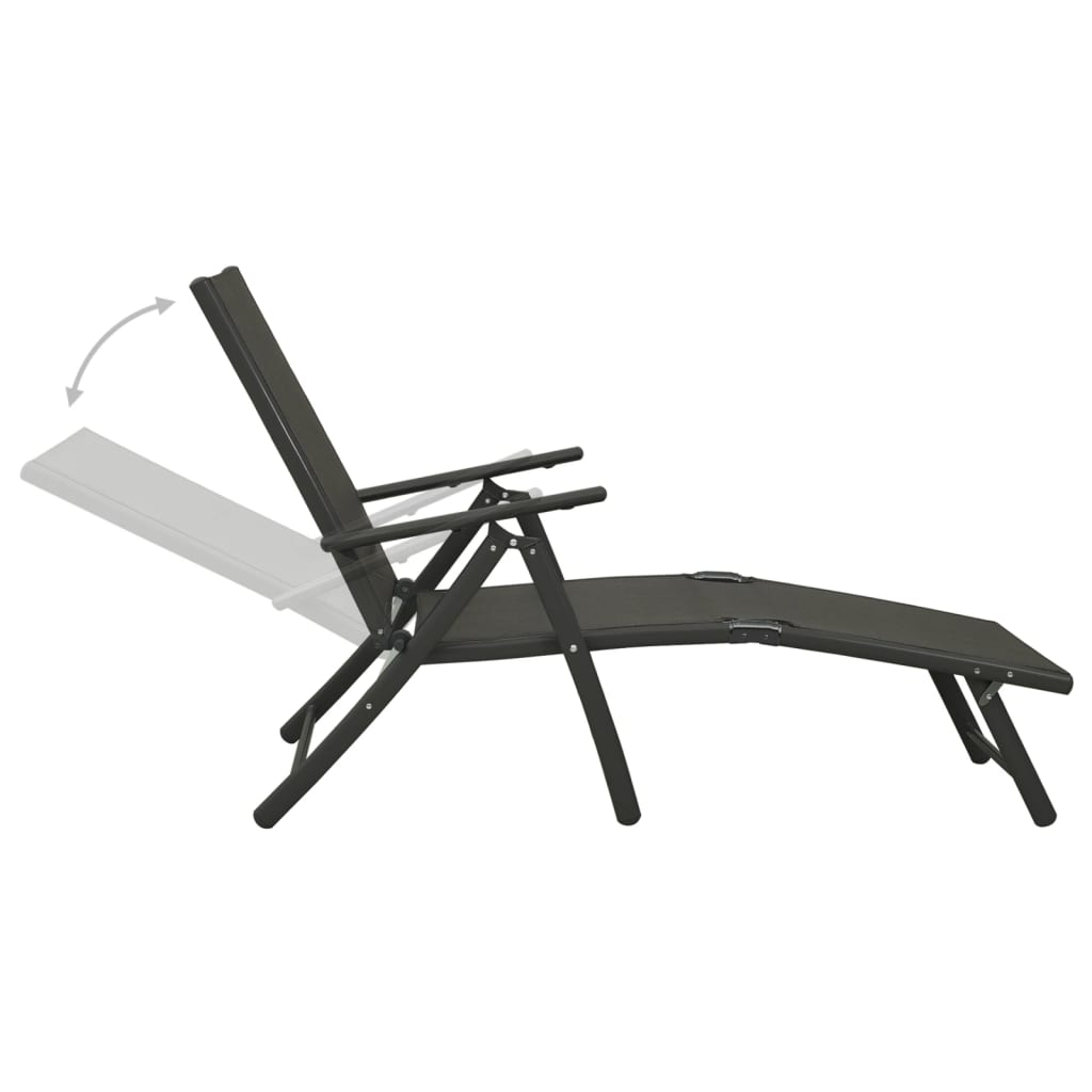 vidaXL Set mobilier de grădină, 3 piese, negru, textilenă și aluminiu vidaXL Set mobilier de grădină, 3 piese, negru, textilenă și aluminiu