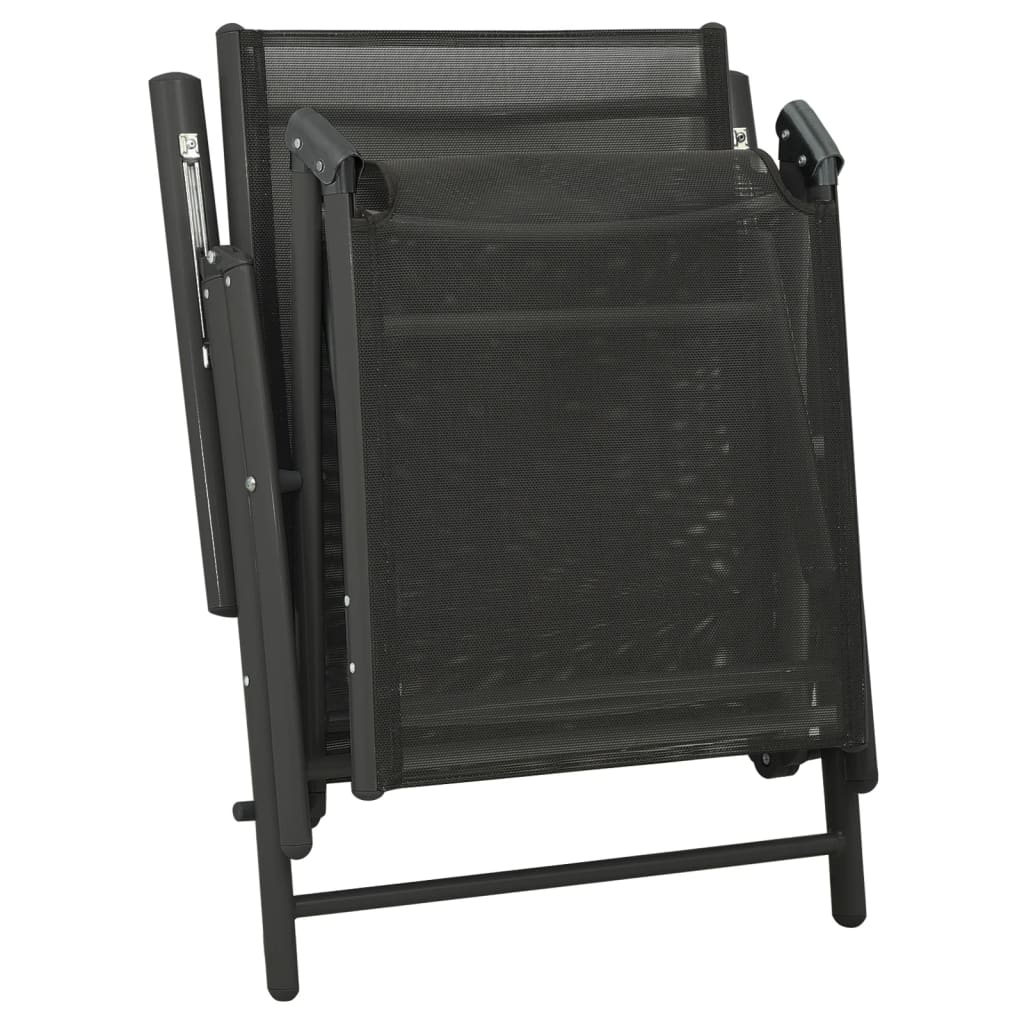 vidaXL Set mobilier de grădină, 3 piese, negru, textilenă și aluminiu vidaXL Set mobilier de grădină, 3 piese, negru, textilenă și aluminiu