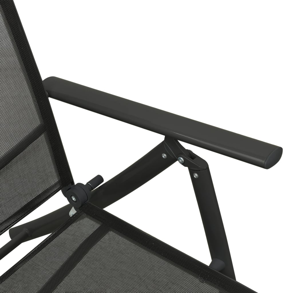 vidaXL Set mobilier de grădină, 3 piese, negru, textilenă și aluminiu vidaXL Set mobilier de grădină, 3 piese, negru, textilenă și aluminiu