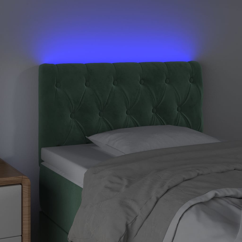 vidaXL Tăblie de pat cu LED, verde închis, 80x7x78/88 cm, catifea vidaXL Tăblie de pat cu LED, verde închis, 80x7x78/88 cm, catifea