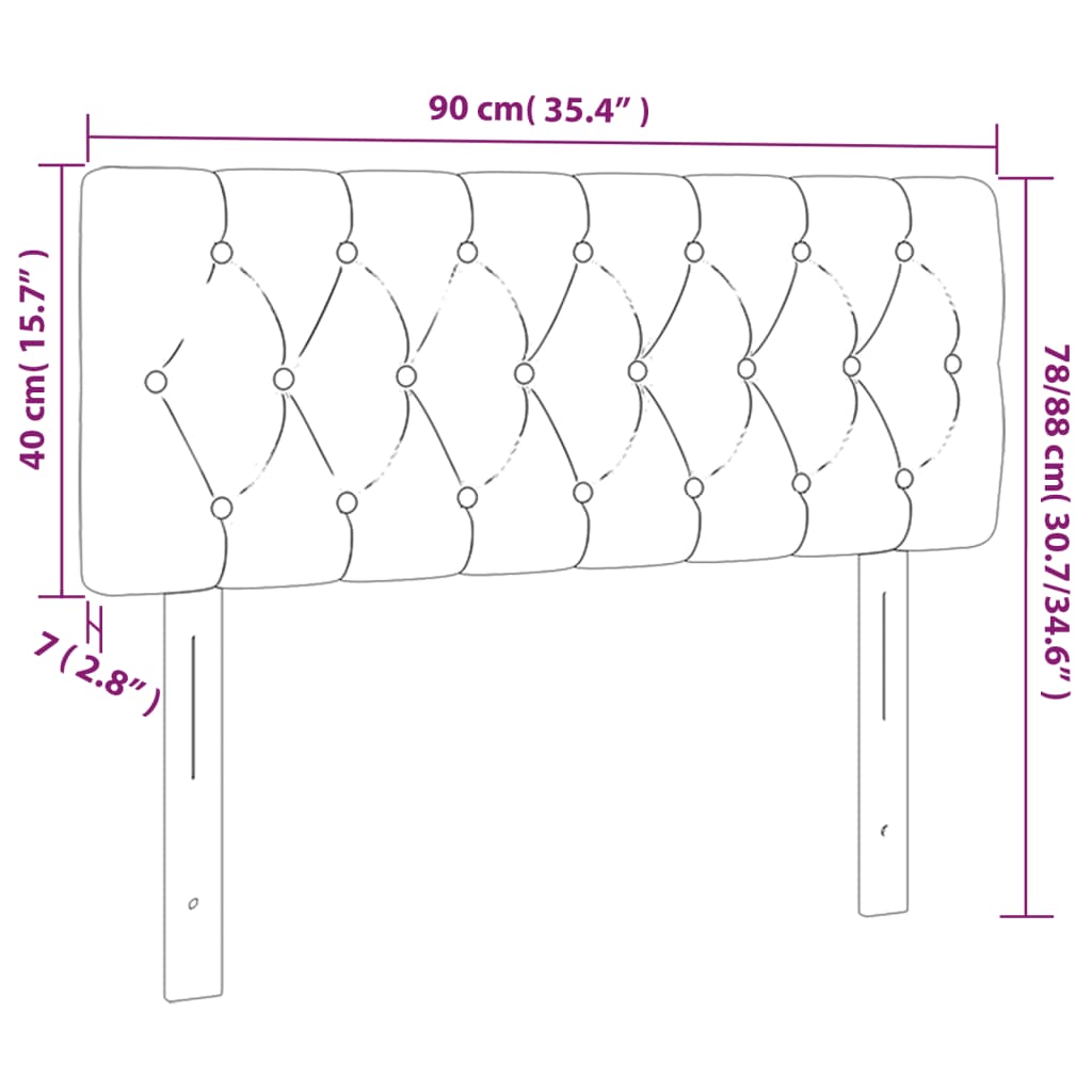 vidaXL Tăblie de pat cu LED, gri închis, 90x7x78/88 cm, catifea