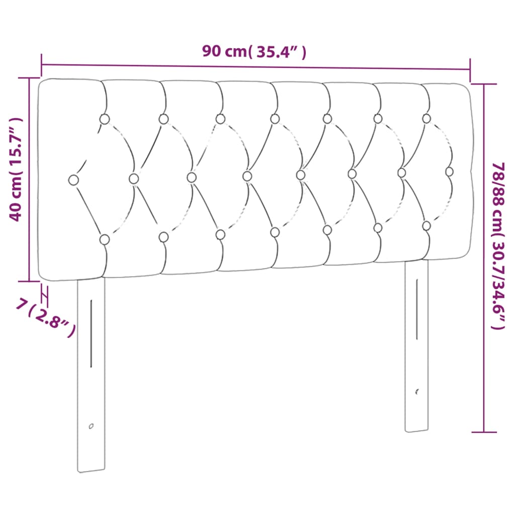 vidaXL Tăblie de pat cu LED, albastru închis, 90x7x78/88 cm, catifea