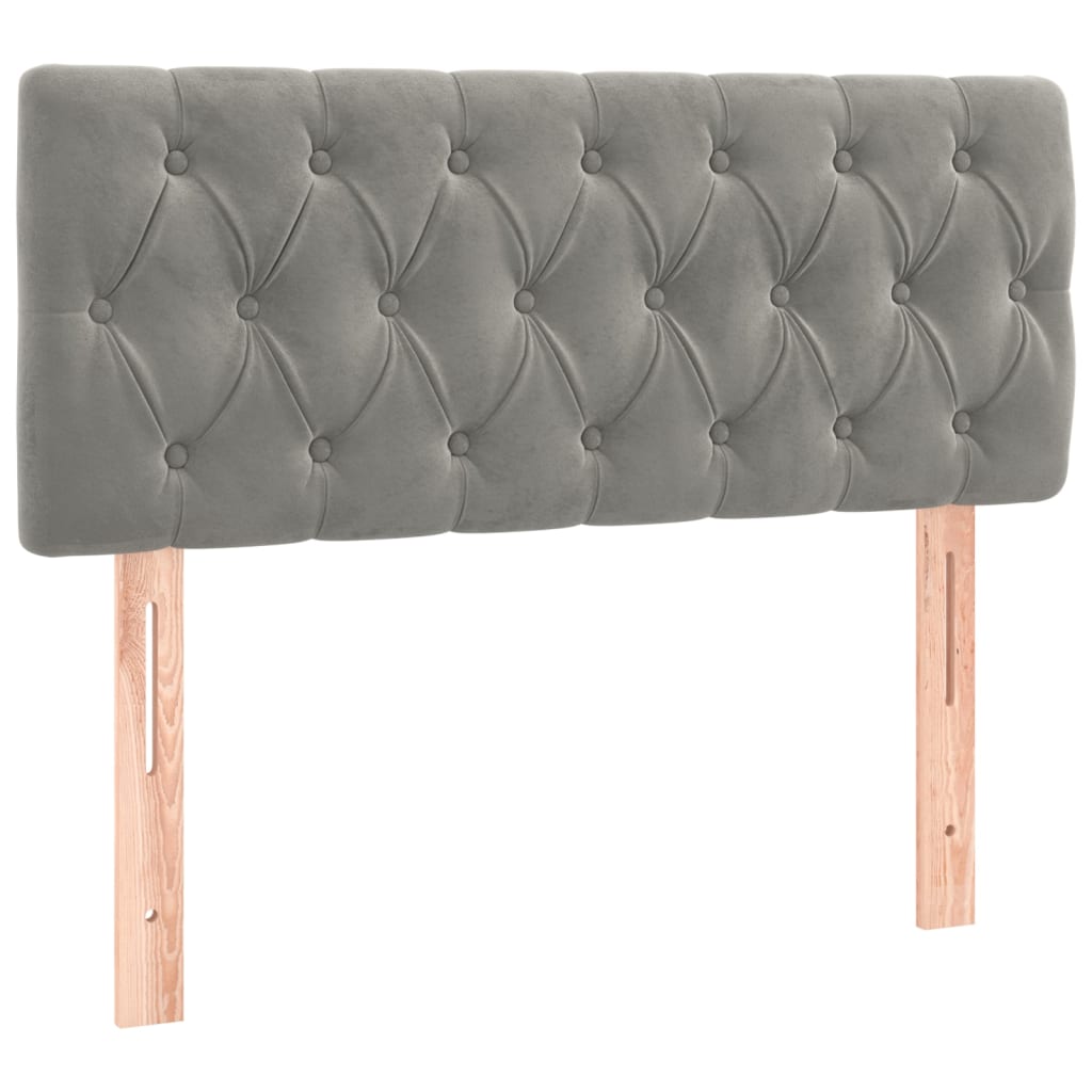vidaXL Tăblie de pat cu LED, gri deschis, 100x7x78/88 cm, catifea
