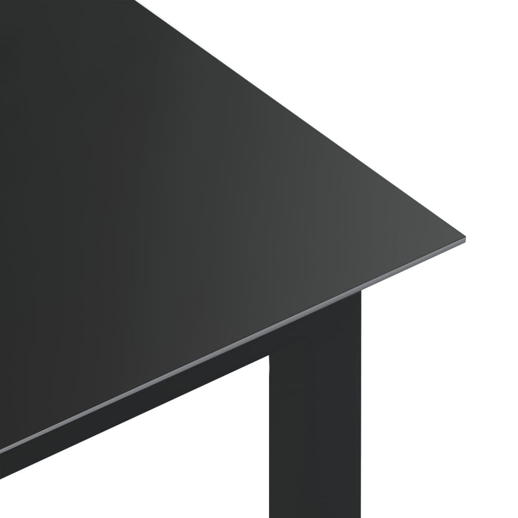 vidaXL Masă de grădină, negru, 80x80x74 cm, aluminiu și sticlă