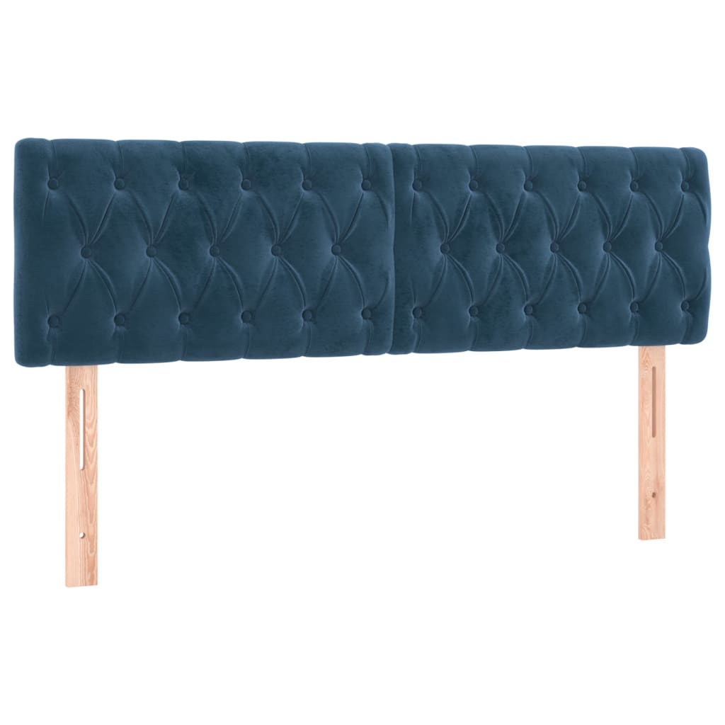 vidaXL Tăblie de pat cu LED, albastru închis, 144x7x78/88 cm, catifea