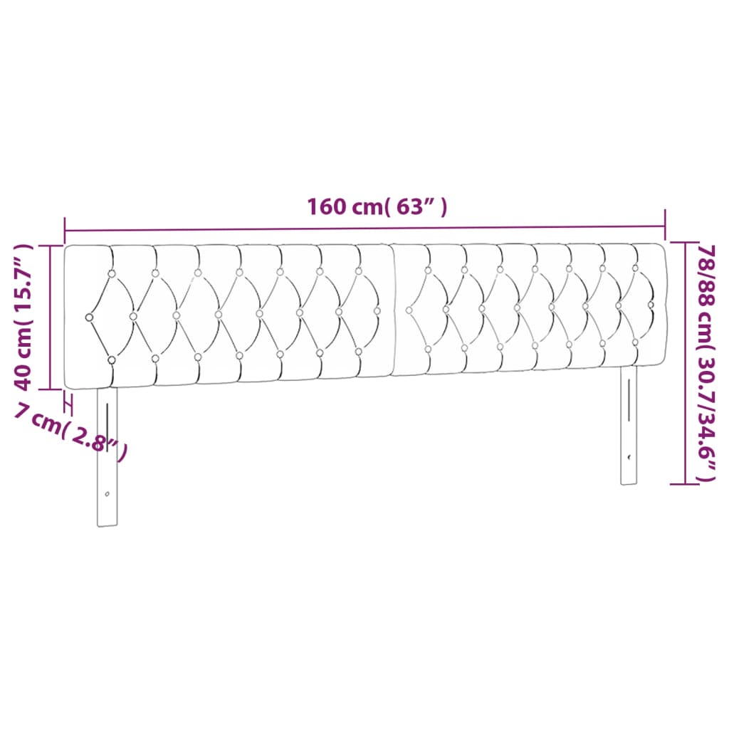 vidaXL Tăblie de pat cu LED, albastru închis, 160x7x78/88 cm, catifea