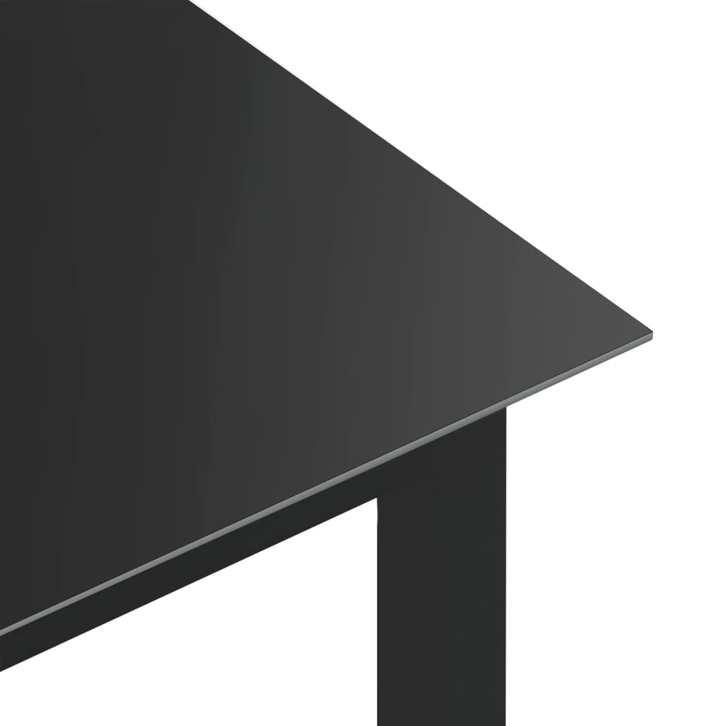 vidaXL Masă de grădină, negru, 150x90x74 cm, aluminiu și sticlă