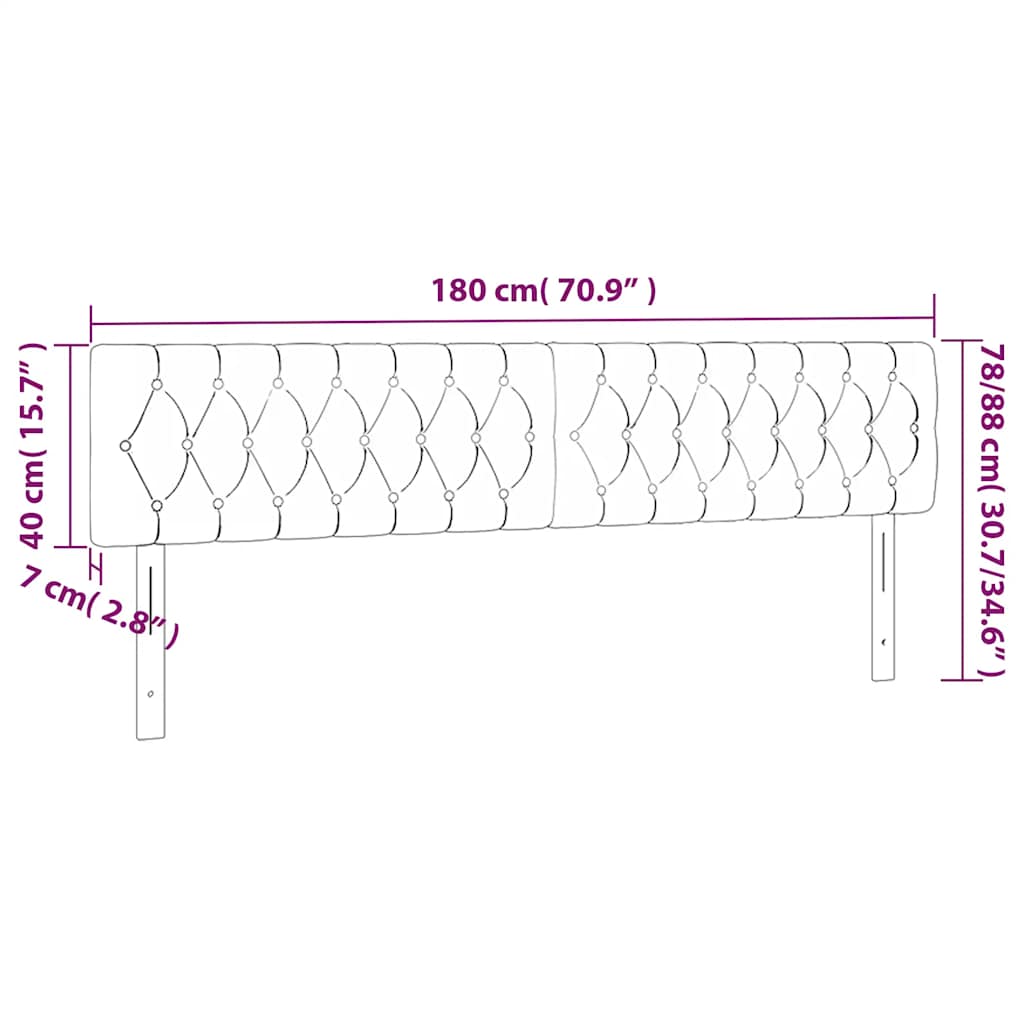 vidaXL Tăblie de pat cu LED, albastru închis, 180x7x78/88 cm, catifea