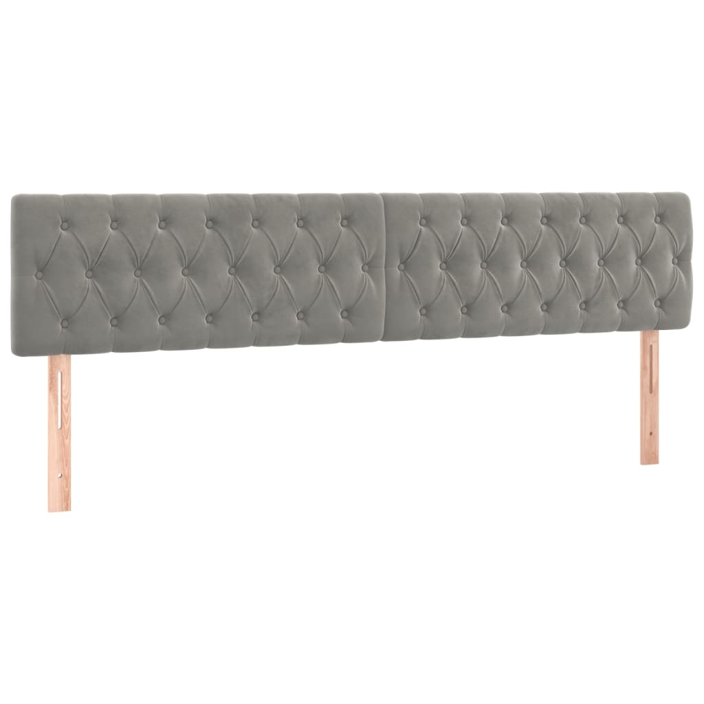 vidaXL Tăblie de pat cu LED, gri deschis, 200x7x78/88 cm, catifea vidaXL Tăblie de pat cu LED, gri deschis, 200x7x78/88 cm, catifea