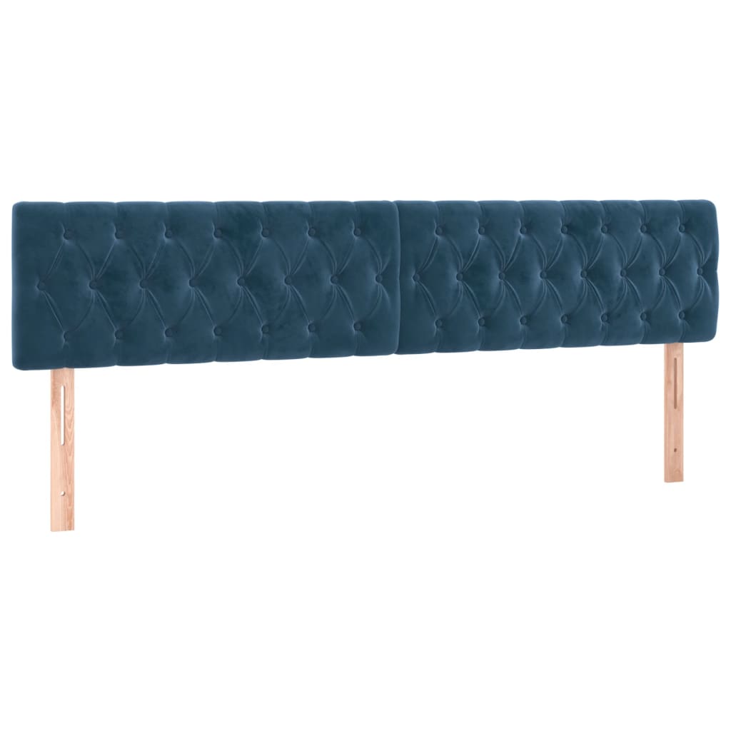 vidaXL Tăblie de pat cu LED, albastru închis, 200x7x78/88 cm, catifea