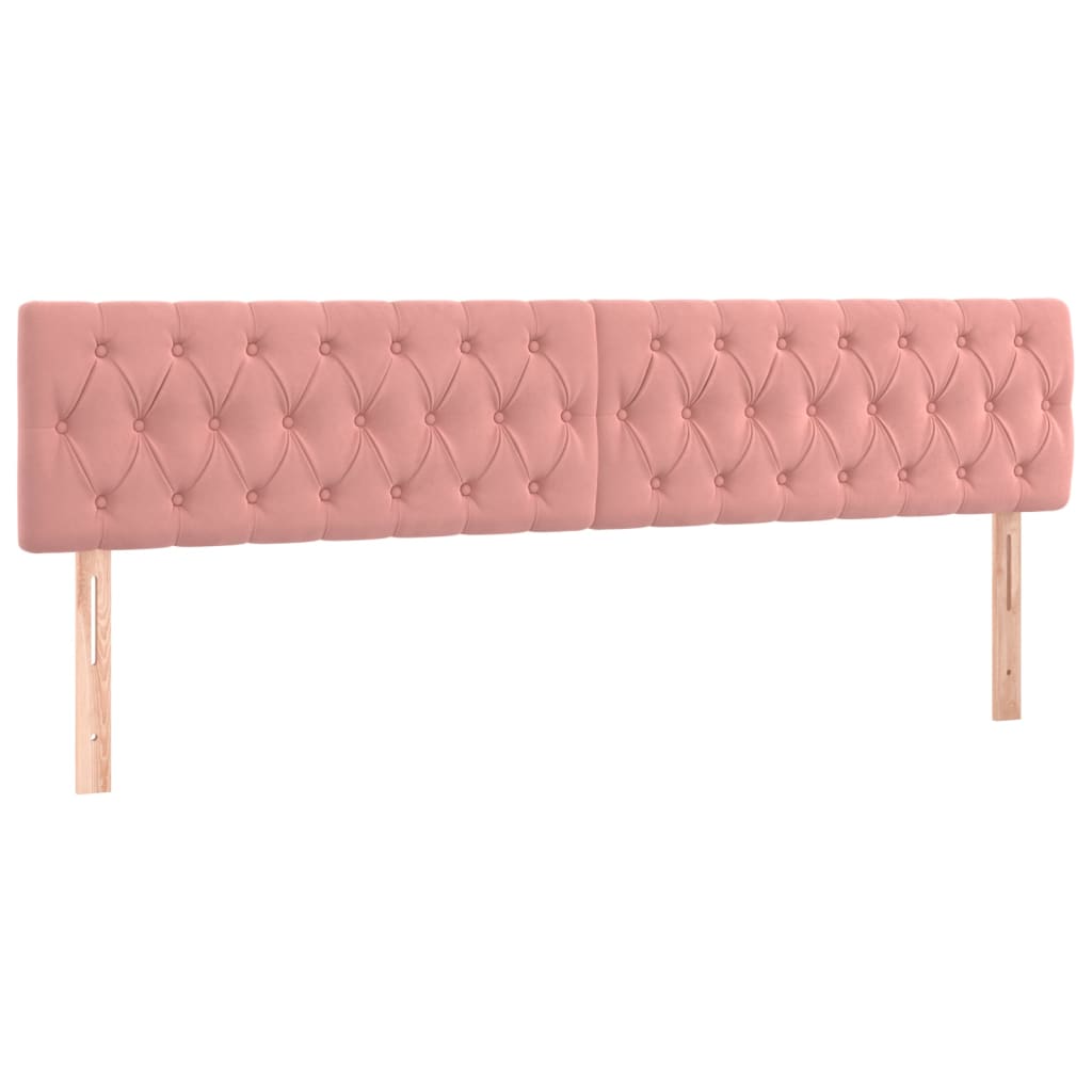vidaXL Tăblie de pat cu LED, roz, 200x7x78/88 cm, catifea