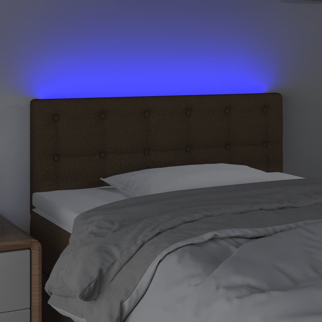 vidaXL Tăblie de pat cu LED, maro închis, 80x5x78/88 cm, textil vidaXL Tăblie de pat cu LED, maro închis, 80x5x78/88 cm, textil