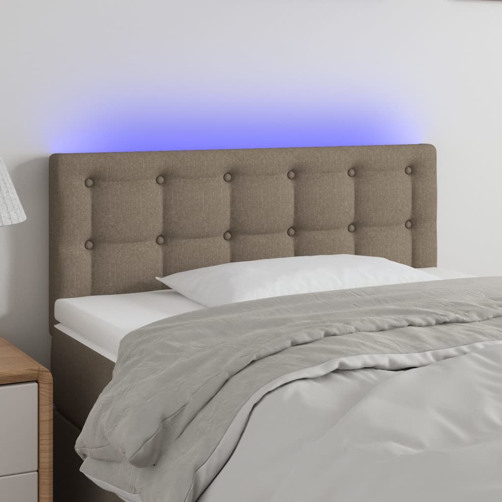vidaXL Tăblie de pat cu LED, gri taupe, 80x5x78/88 cm, textil vidaXL Tăblie de pat cu LED, gri taupe, 80x5x78/88 cm, textil