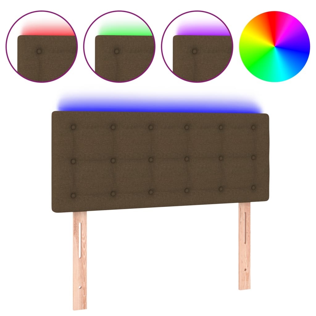 vidaXL Tăblie de pat cu LED, maro închis, 100x5x78/88 cm, textil vidaXL Tăblie de pat cu LED, maro închis, 100x5x78/88 cm, textil