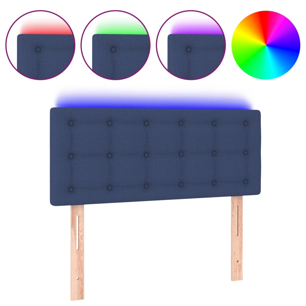 vidaXL Tăblie de pat cu LED, albastru, 100x5x78/88 cm, textil vidaXL Tăblie de pat cu LED, albastru, 100x5x78/88 cm, textil