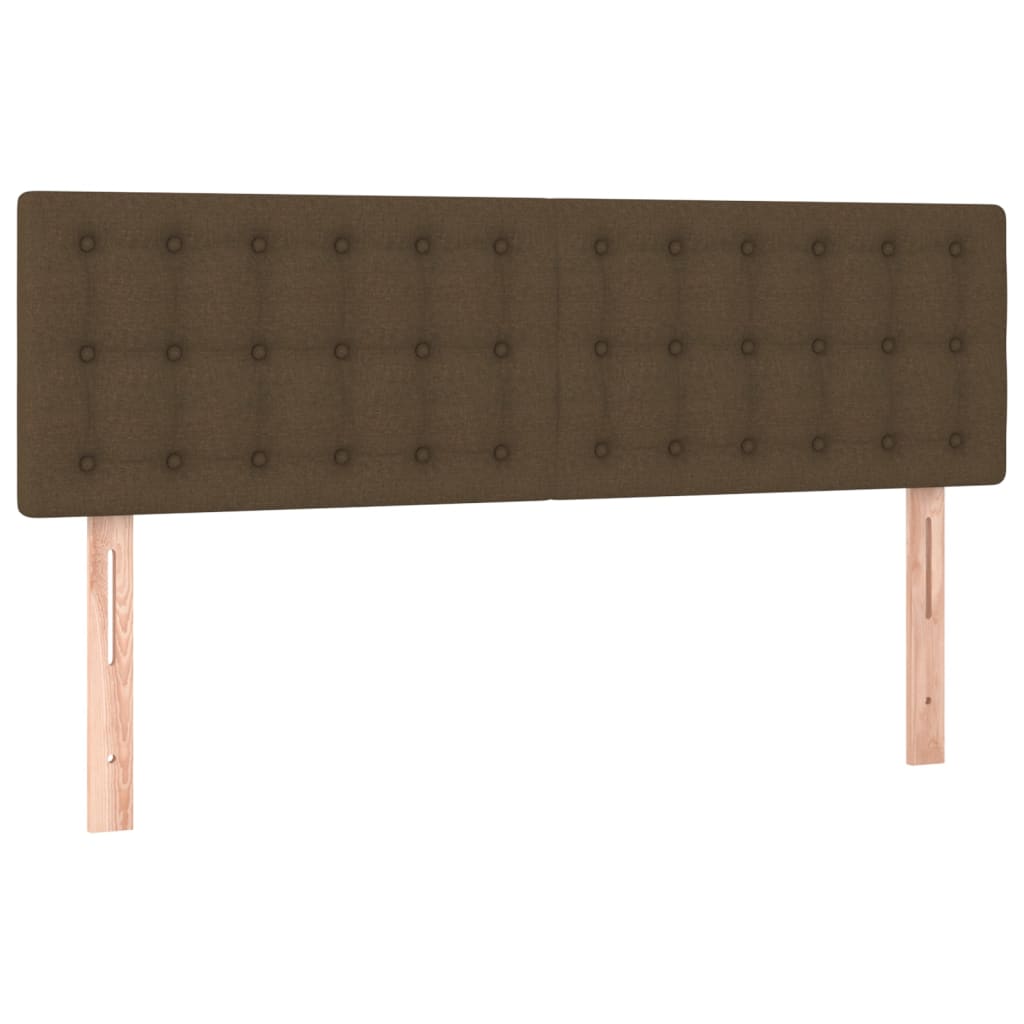 vidaXL Tăblie de pat cu LED, maro închis, 144x5x78/88 cm, textil vidaXL Tăblie de pat cu LED, maro închis, 144x5x78/88 cm, textil