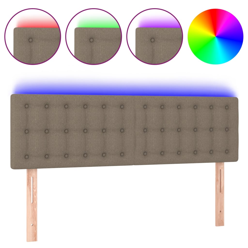 vidaXL Tăblie de pat cu LED, gri taupe, 144x5x78/88 cm, textil vidaXL Tăblie de pat cu LED, gri taupe, 144x5x78/88 cm, textil