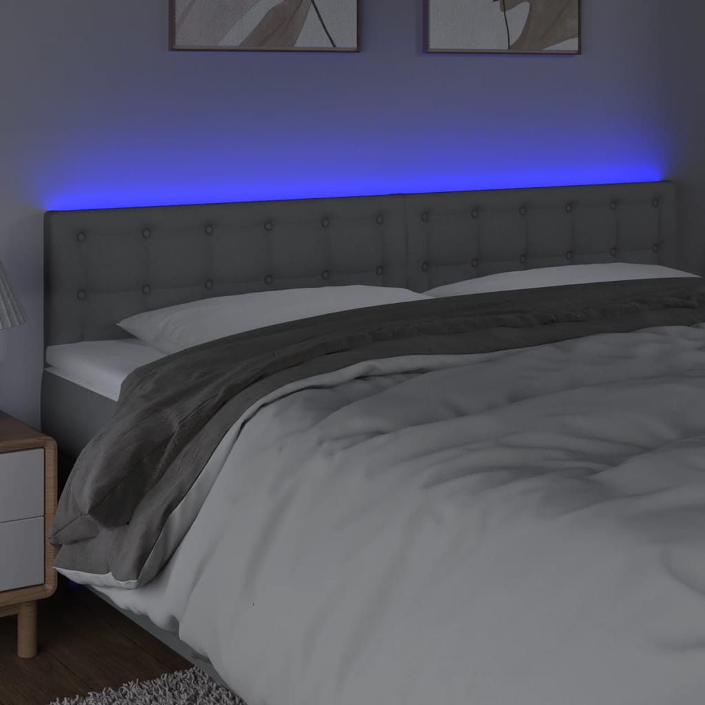 vidaXL Tăblie de pat cu LED, gri deschis, 160x5x78/88 cm, textil vidaXL Tăblie de pat cu LED, gri deschis, 160x5x78/88 cm, textil