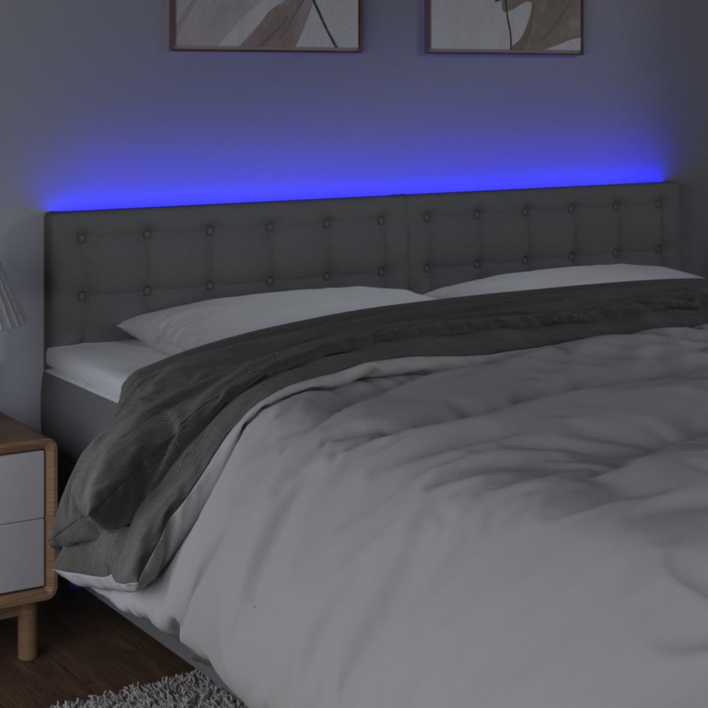 vidaXL Tăblie de pat cu LED, gri deschis, 180x5x78/88 cm, textil vidaXL Tăblie de pat cu LED, gri deschis, 180x5x78/88 cm, textil