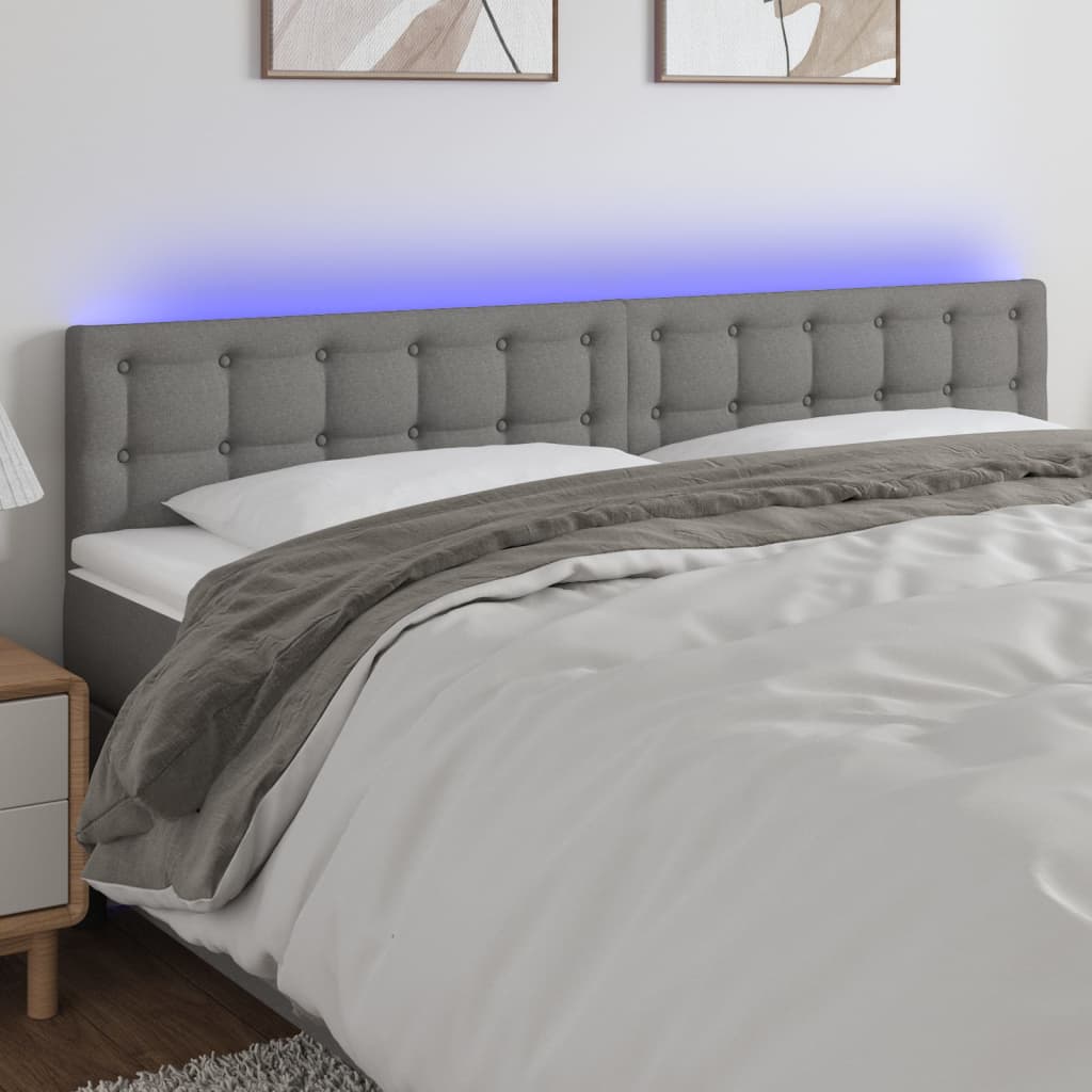 vidaXL Tăblie de pat cu LED, gri închis, 180x5x78/88 cm, textil vidaXL Tăblie de pat cu LED, gri închis, 180x5x78/88 cm, textil