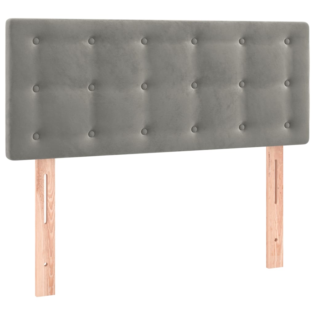 vidaXL Tăblie de pat cu LED, gri deschis, 90x5x78/88 cm, catifea vidaXL Tăblie de pat cu LED, gri deschis, 90x5x78/88 cm, catifea