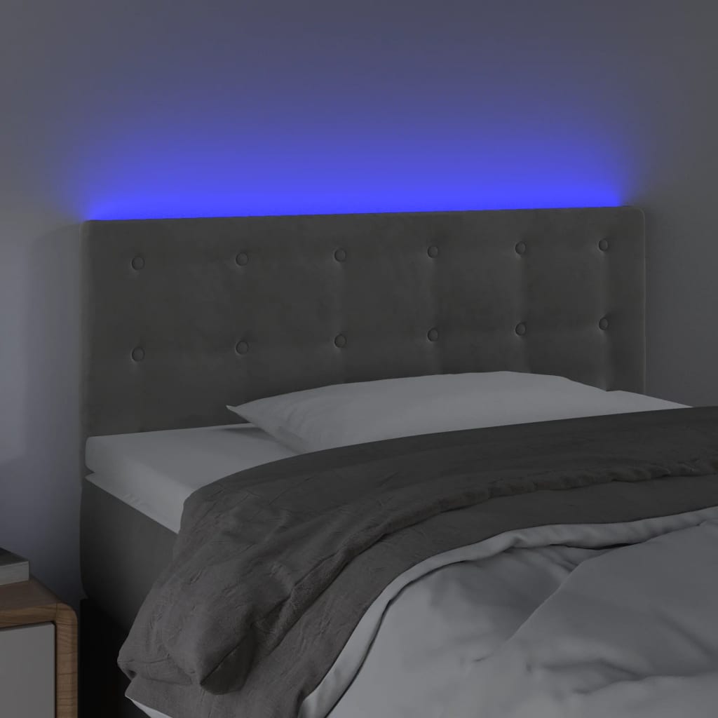 vidaXL Tăblie de pat cu LED, gri deschis, 100x5x78/88 cm, catifea