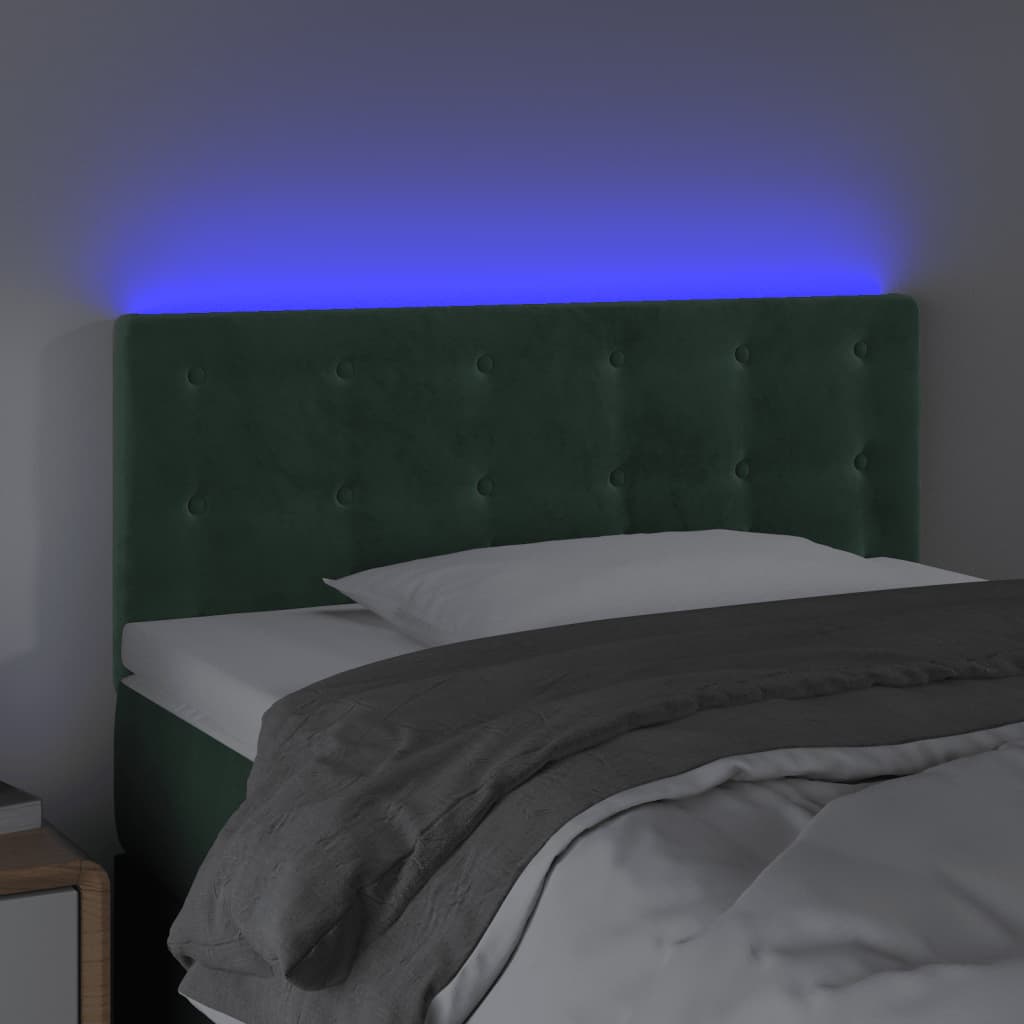 vidaXL Tăblie de pat cu LED, verde închis, 100x5x78/88 cm, catifea