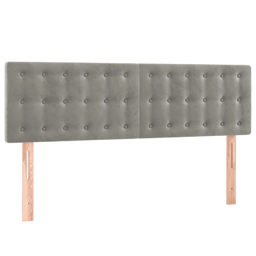 vidaXL Tăblie de pat cu LED, gri deschis, 144x5x78/88 cm, catifea