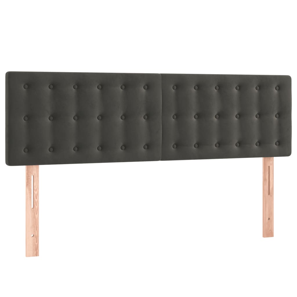 vidaXL Tăblie de pat cu LED, gri închis, 144x5x78/88 cm, catifea