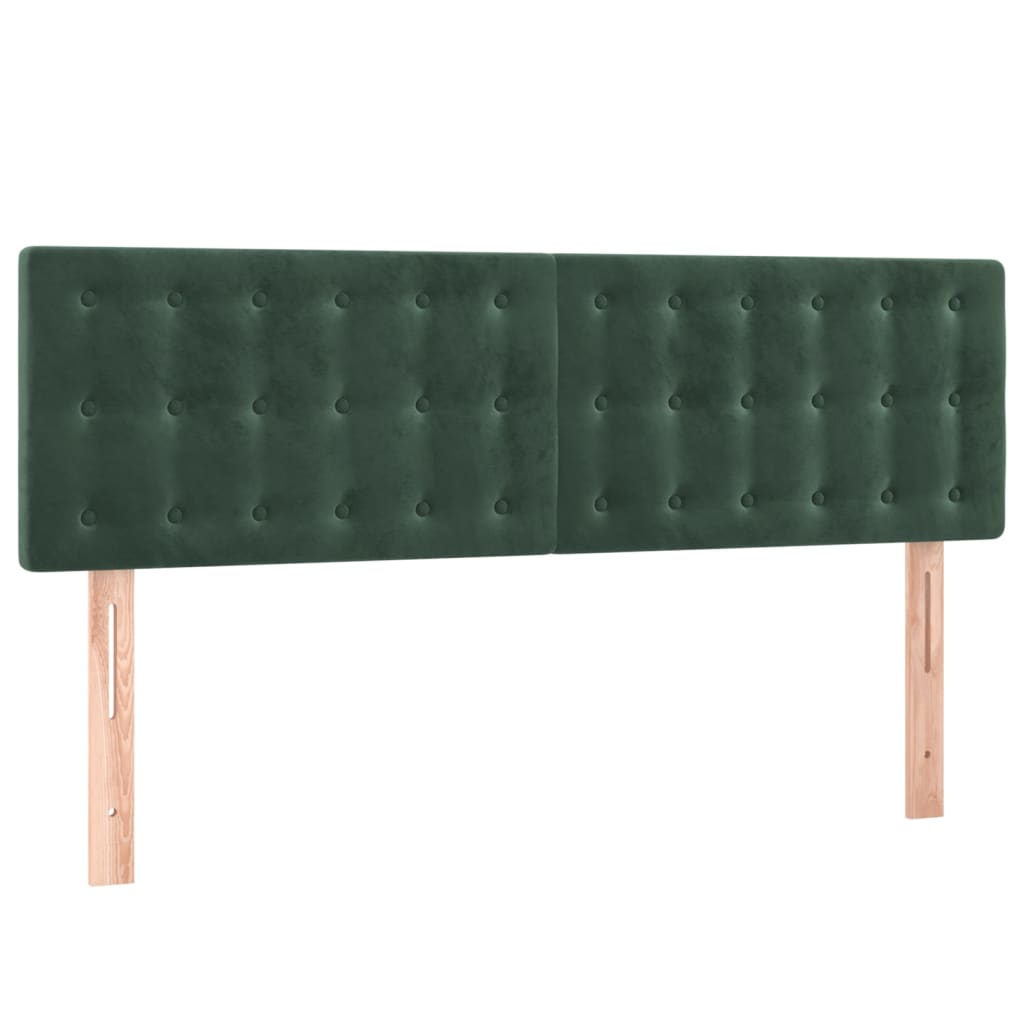vidaXL Tăblie de pat cu LED, verde închis, 144x5x78/88 cm, catifea