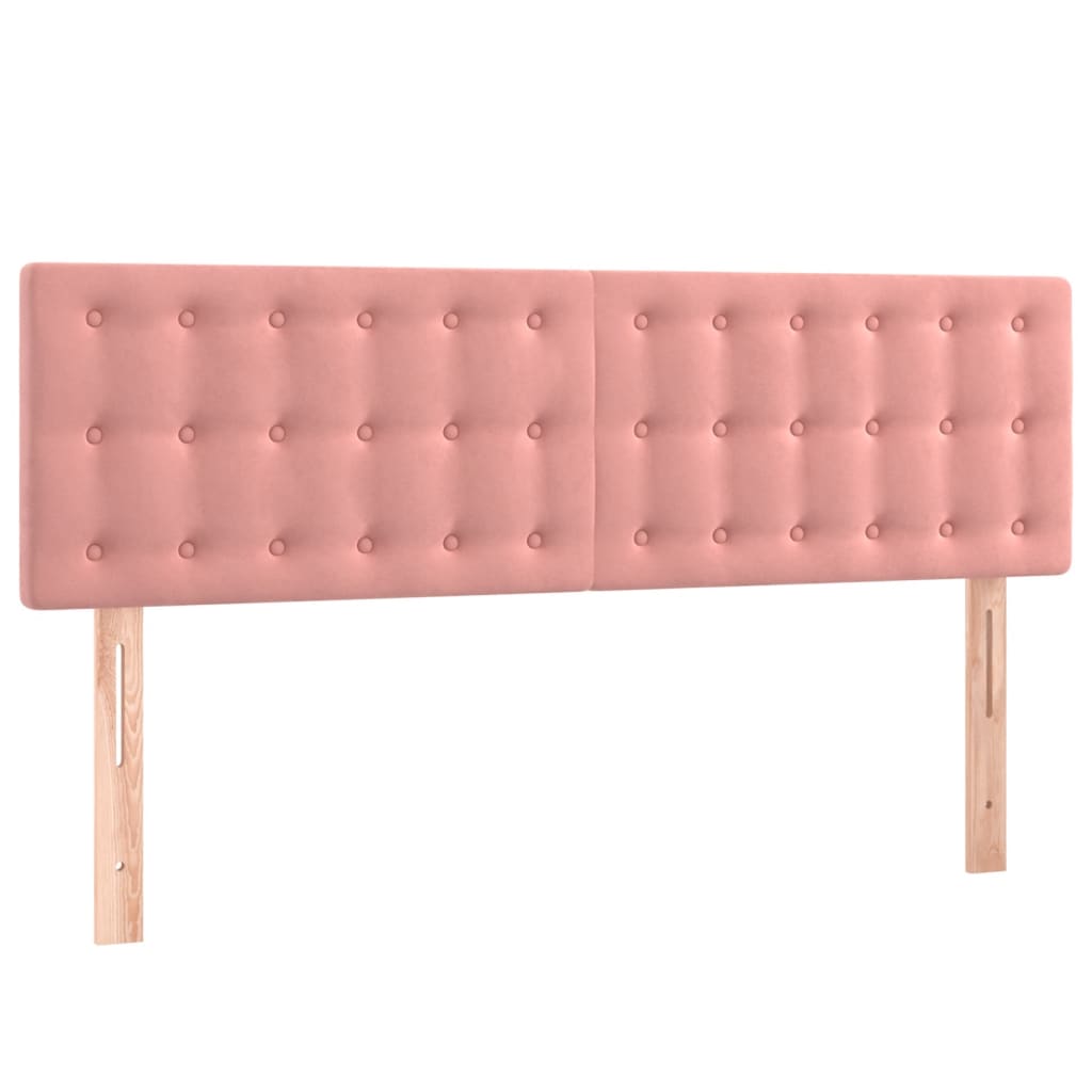 vidaXL Tăblie de pat cu LED, roz, 144x5x78/88 cm, catifea