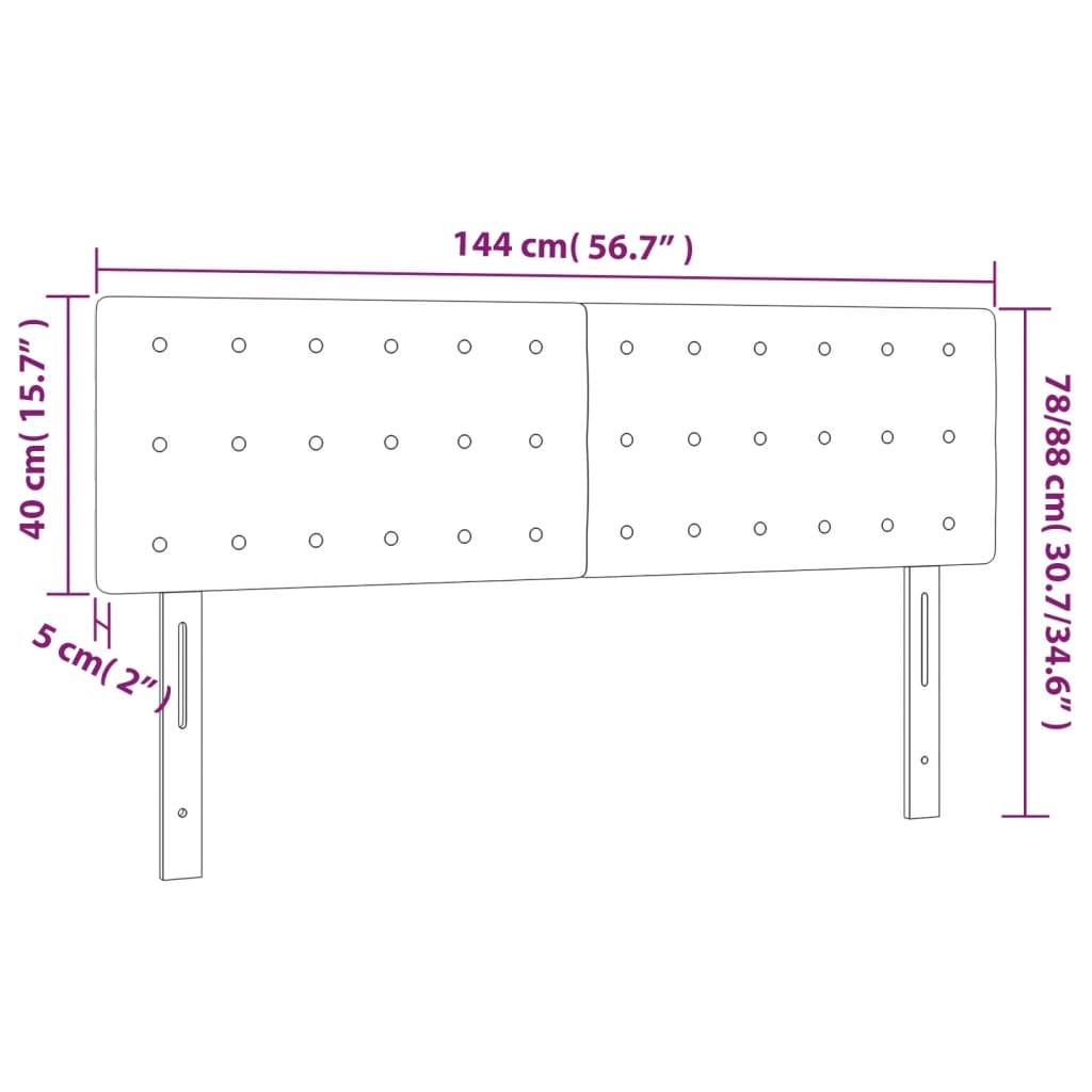 vidaXL Tăblie de pat cu LED, roz, 144x5x78/88 cm, catifea