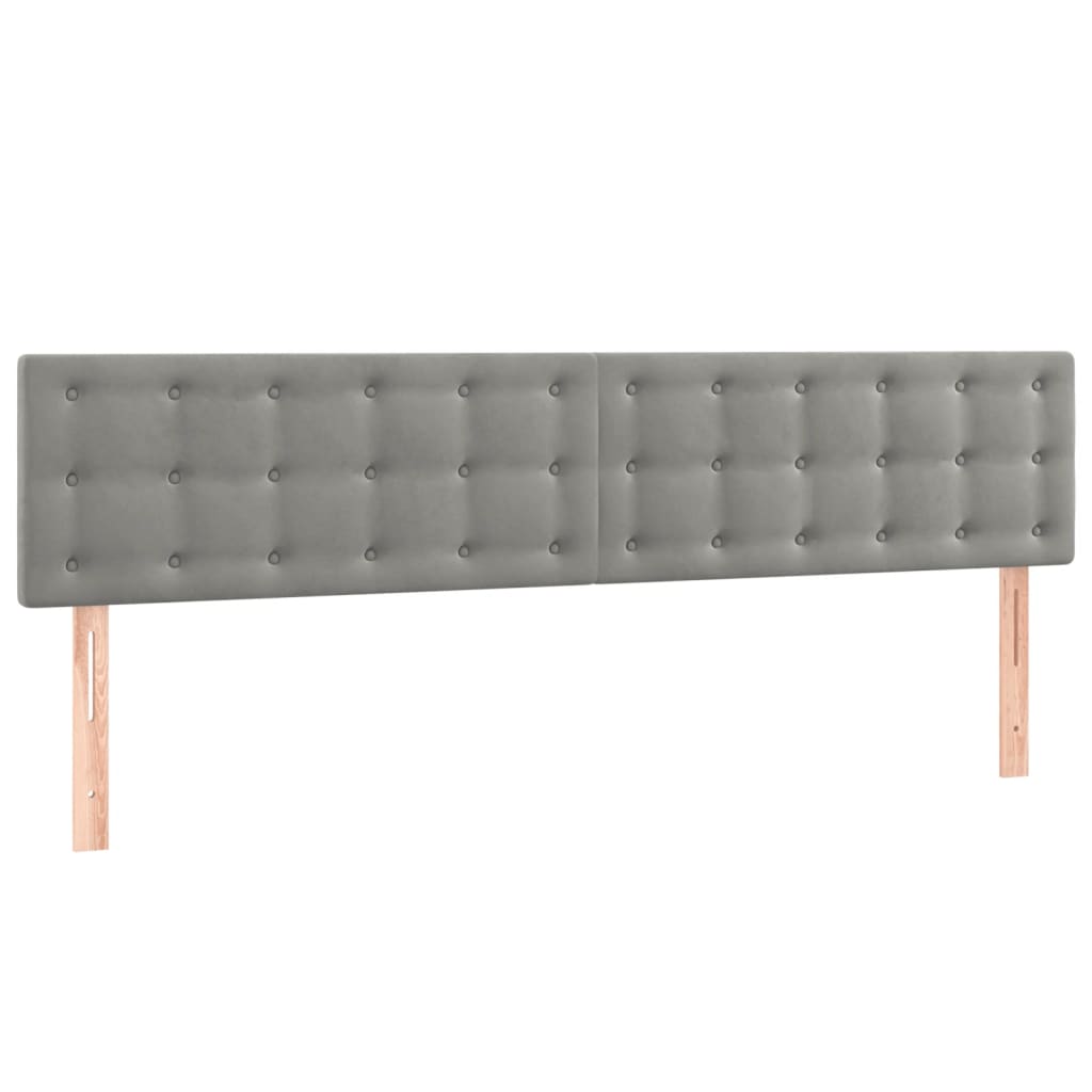 vidaXL Tăblie de pat cu LED, gri deschis, 160x5x78/88 cm, catifea vidaXL Tăblie de pat cu LED, gri deschis, 160x5x78/88 cm, catifea