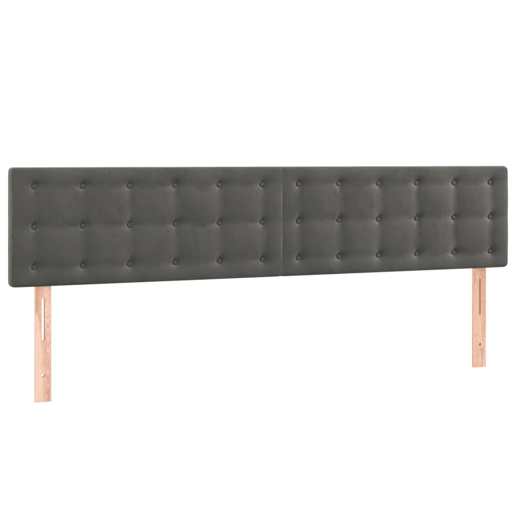 vidaXL Tăblie de pat cu LED, gri închis, 200x5x78/88 cm, catifea vidaXL Tăblie de pat cu LED, gri închis, 200x5x78/88 cm, catifea