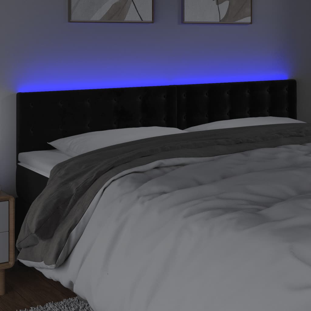 vidaXL Tăblie de pat cu LED, negru, 200x5x78/88 cm, catifea vidaXL Tăblie de pat cu LED, negru, 200x5x78/88 cm, catifea