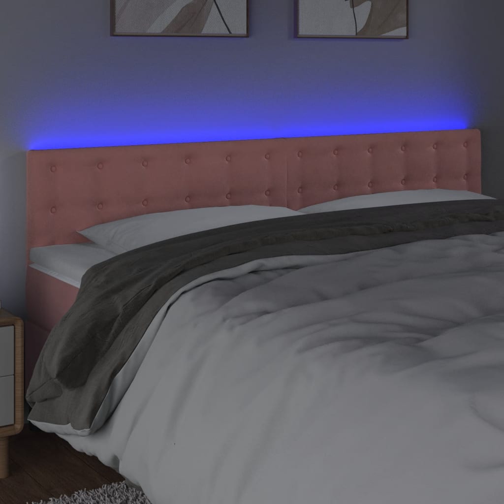 vidaXL Tăblie de pat cu LED, roz, 200x5x78/88 cm, catifea vidaXL Tăblie de pat cu LED, roz, 200x5x78/88 cm, catifea
