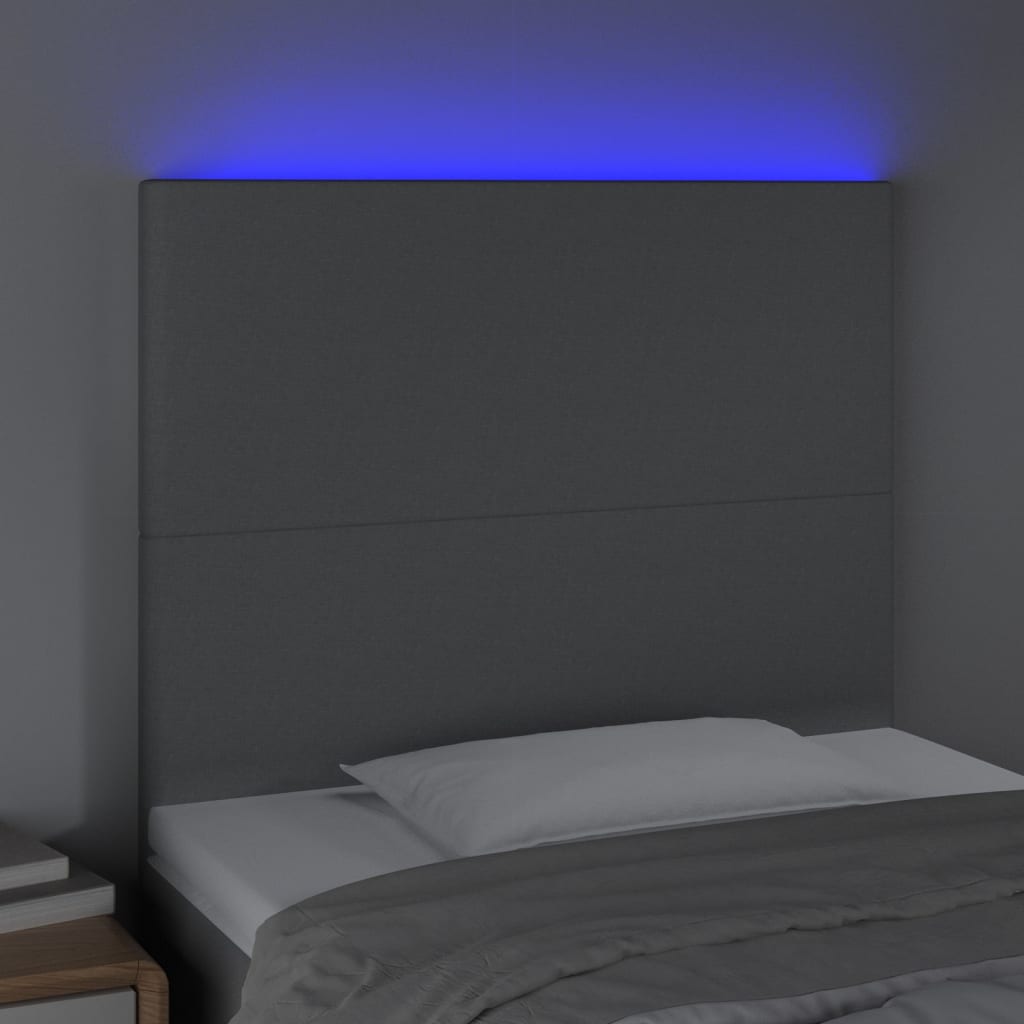 vidaXL Tăblie de pat cu LED, gri deschis, 100x5x118/128 cm, textil
