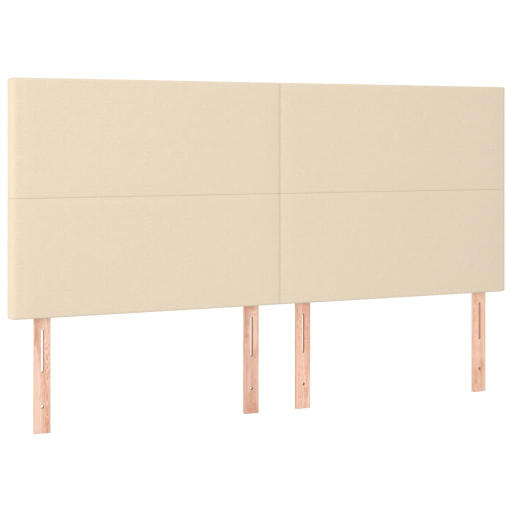 vidaXL Tăblie de pat cu LED, crem, 160x5x118/128 cm, textil vidaXL Tăblie de pat cu LED, crem, 160x5x118/128 cm, textil