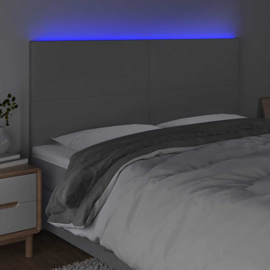 vidaXL Tăblie de pat cu LED, gri deschis, 200x5x118/128 cm, textil vidaXL Tăblie de pat cu LED, gri deschis, 200x5x118/128 cm, textil
