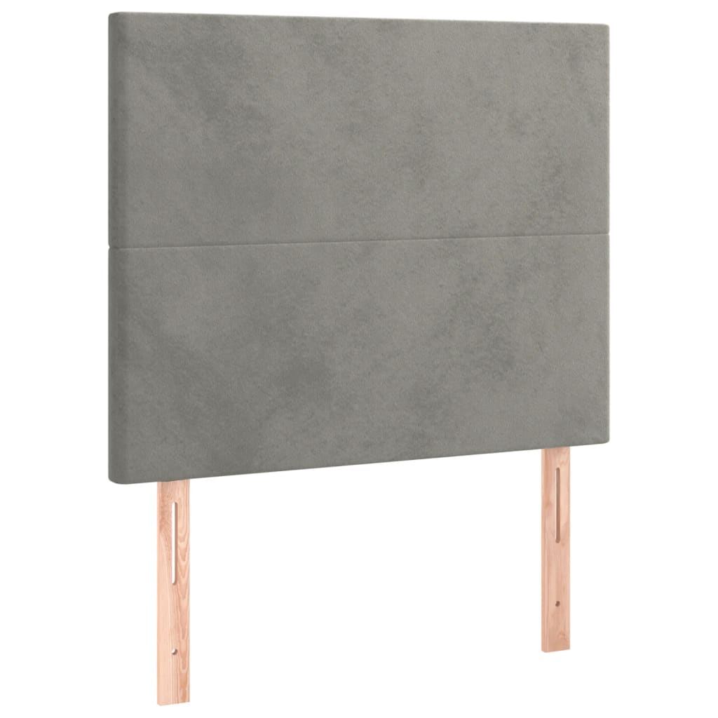 vidaXL Tăblie de pat cu LED, gri deschis, 100x5x118/128 cm, catifea