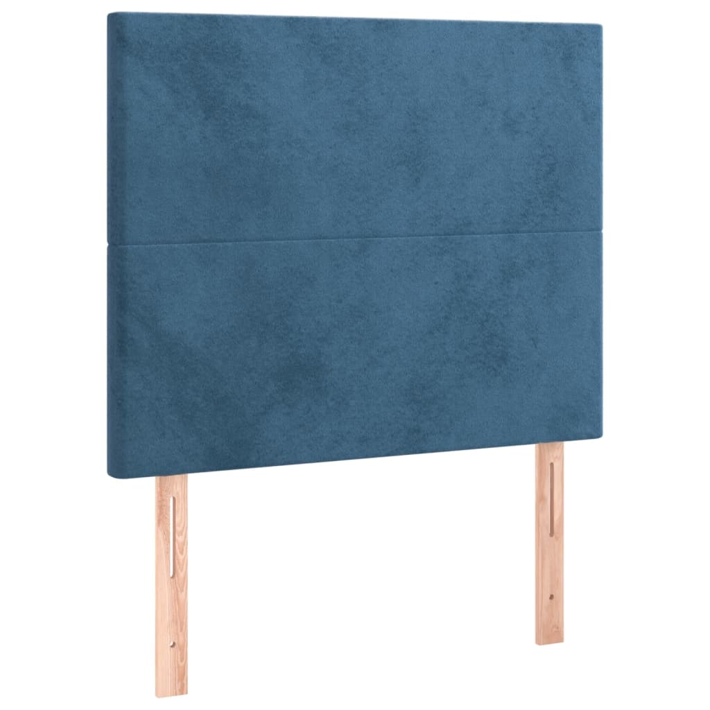 vidaXL Tăblie de pat cu LED, albastru închis, 100x5x118/128cm, catifea