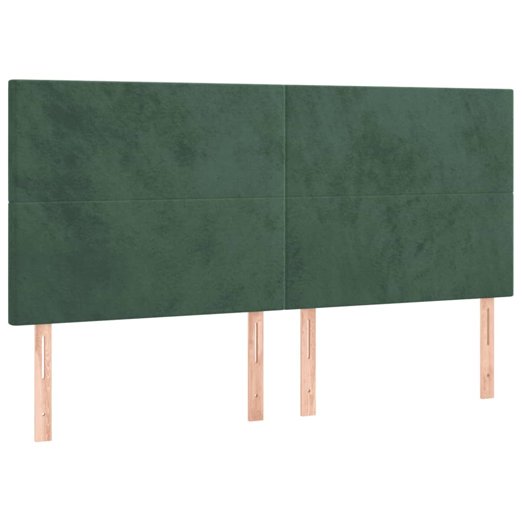 vidaXL Tăblie de pat cu LED, verde închis, 180x5x118/128 cm, catifea