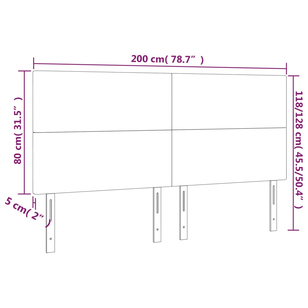 vidaXL Tăblie de pat cu LED, albastru închis, 200x5x118/128cm catifea