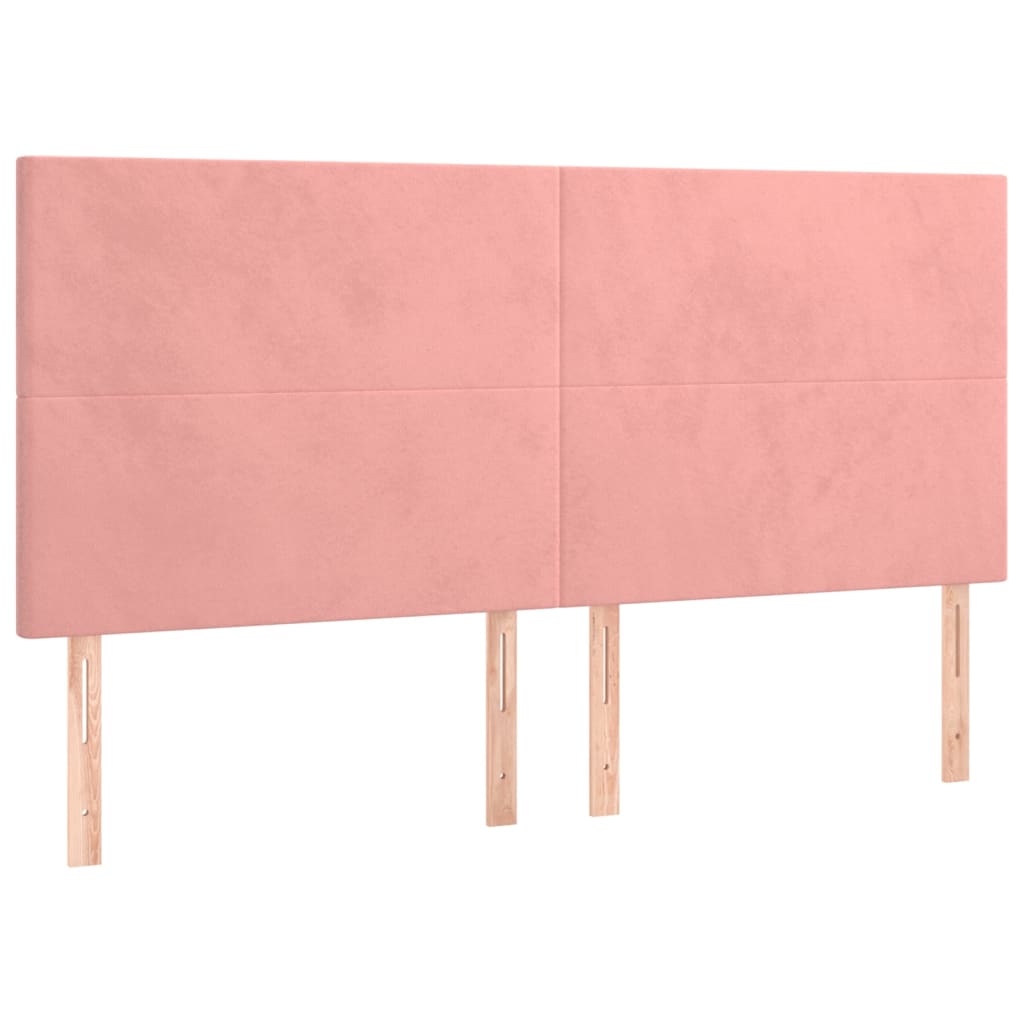 vidaXL Tăblie de pat cu LED, roz, 200x5x118/128 cm, catifea
