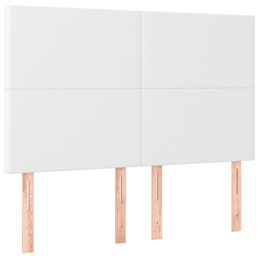 vidaXL Tăblie de pat cu LED, alb, 144x5x118/128 cm, piele ecologică vidaXL Tăblie de pat cu LED, alb, 144x5x118/128 cm, piele ecologică