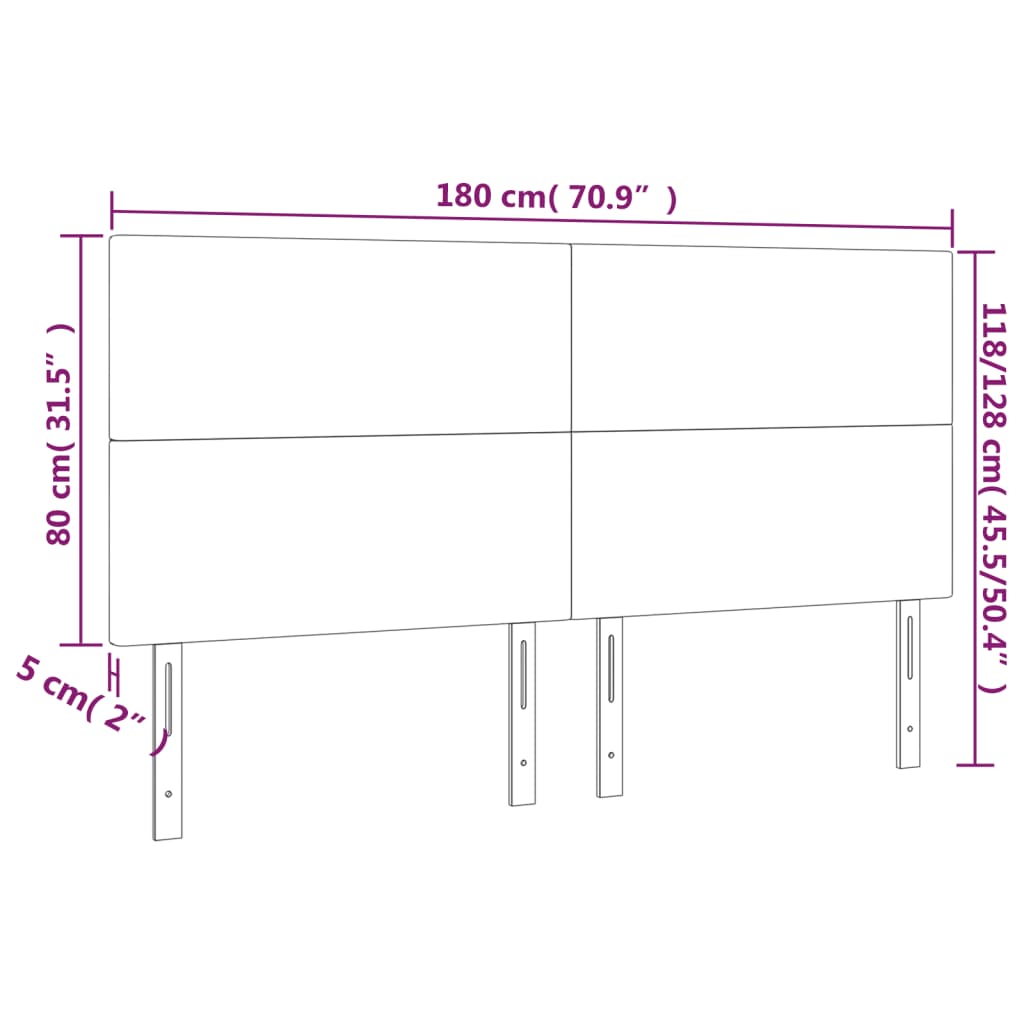 vidaXL Tăblie de pat cu LED, alb, 180x5x118/128 cm, piele ecologică vidaXL Tăblie de pat cu LED, alb, 180x5x118/128 cm, piele ecologică
