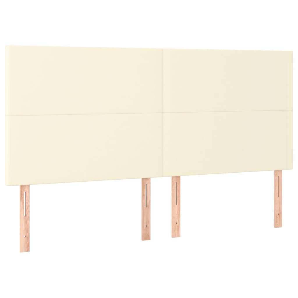 vidaXL Tăblie de pat cu LED, crem, 163x16x118/128 cm, piele ecologică