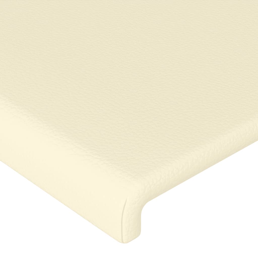 vidaXL Tăblie de pat cu LED, crem, 163x16x118/128 cm, piele ecologică